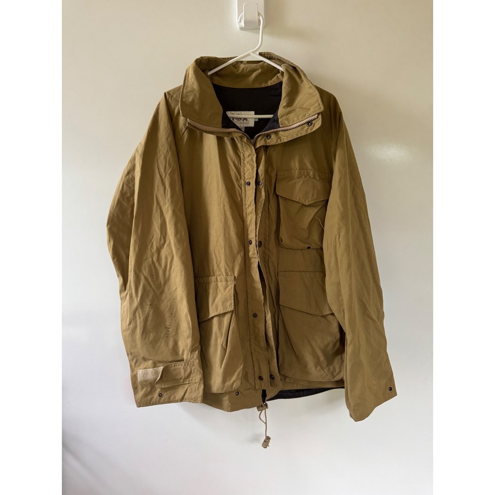 Vintage 10X Gore-Tex Rain Jacket Mens Large Tan USA Made Hunting Fishing Hiking